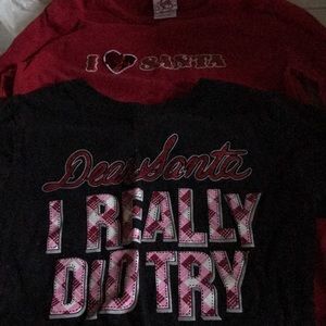 Two holiday long sleeved shirts